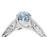 White gold Fancy Blue Marquise  Cut Solitaire Engraved Band with Four-Prong Setting_67