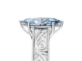 White gold Fancy Blue Marquise  Cut Solitaire Engraved Band with Four-Prong Setting_67