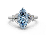 White gold Fancy Blue Marquise  Cut Solitaire Floral Diamond Ring with Four-Prong Setting_54