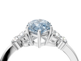 White gold Fancy Blue Marquise  Cut Solitaire Floral Diamond Ring with Four-Prong Setting_58