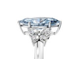 White gold Fancy Blue Marquise  Cut Solitaire Floral Diamond Ring with Four-Prong Setting_59