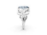 White gold Fancy Blue Marquise Cut Solitaire Leaf-Inspired Engagement Ring with Prong Setting_14