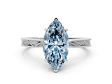 White gold Fancy Blue Marquise Cut Solitaire Milgrain Engraved Band with Four-Prong Setting_12