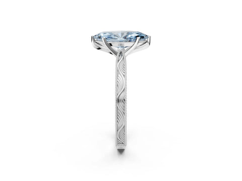 White gold Fancy Blue Marquise Cut Solitaire Milgrain Engraved Band with Four-Prong Setting_14
