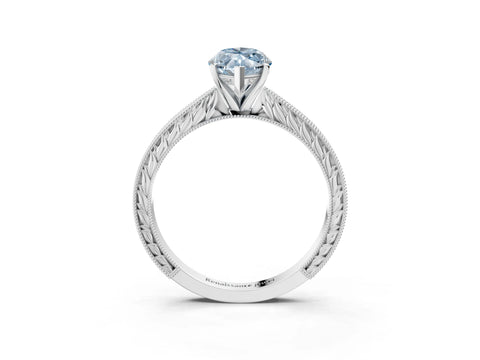 White gold Fancy Blue Marquise Cut Solitaire Milgrain Engraved Band with Four-Prong Setting_15