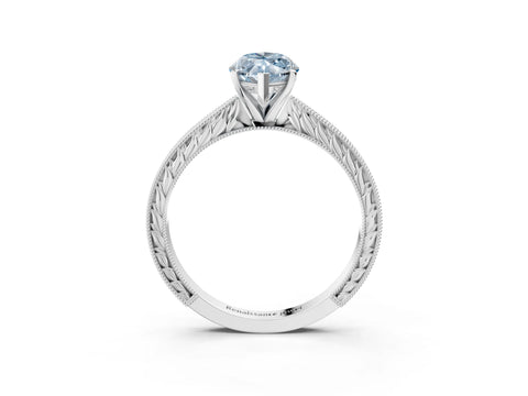White gold Fancy Blue Marquise Cut Solitaire Milgrain Engraved Band with Four-Prong Setting_3