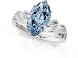 White gold Fancy Blue Marquise Cut Solitaire Milgrain Leaf Band with Prong Setting_13