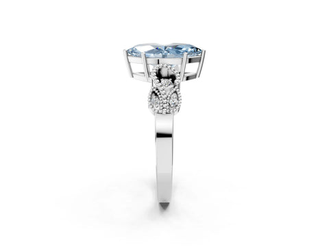 White gold Fancy Blue Marquise Cut Solitaire Milgrain Leaf Band with Prong Setting_14