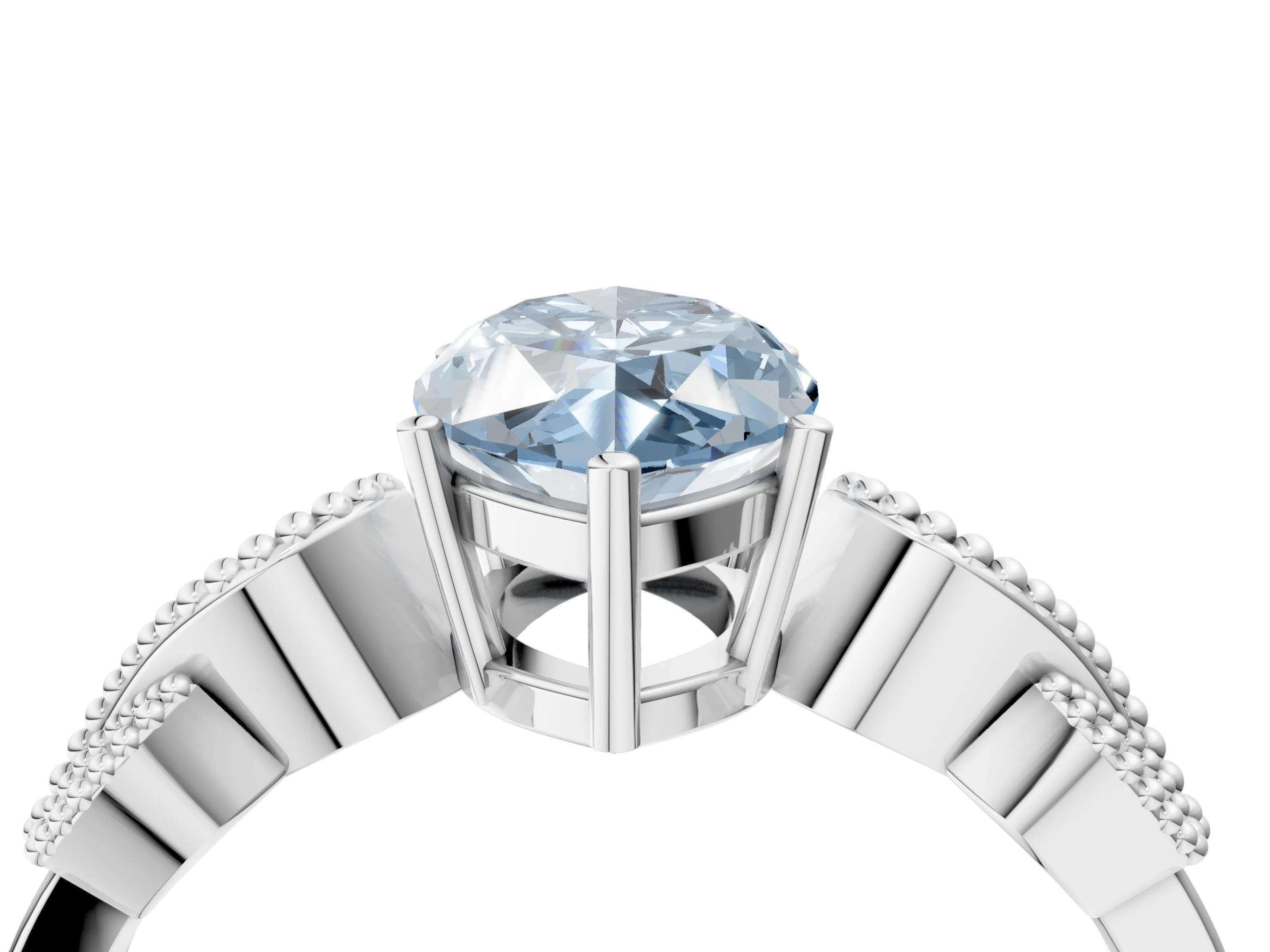White gold Fancy Blue Marquise Cut Solitaire Milgrain Leaf Band with Prong Setting_4