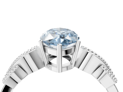 White gold Fancy Blue Marquise Cut Solitaire Milgrain Leaf Band with Prong Setting_4