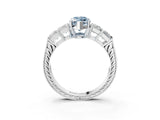 White gold Fancy Blue Marquise Cut Solitaire Princess Side Stone Engraved Band Prong Setting Ring_15