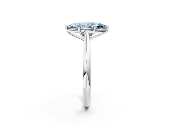 Platinum Fancy Blue Marquise  Cut Solitaire Ring with Cathedral Band and Four-Prong Setting