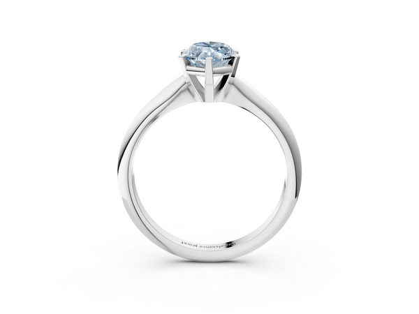 White gold Fancy Blue Marquise  Cut Solitaire Ring with Four-Prong Setting on a Classic Band