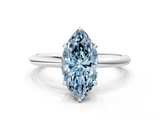 White gold Fancy Blue Marquise  Cut Solitaire Ring with Thin Band and Four-Prong Setting_16