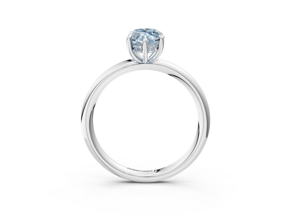 Platinum Fancy Blue Marquise Cut Diamond Solitaire Ring with Thin Band and Four-Prong Setting