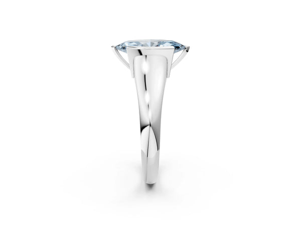 White gold Fancy Blue Marquise Cut Solitaire Tension Set Diamond Ring with Split Shank Band