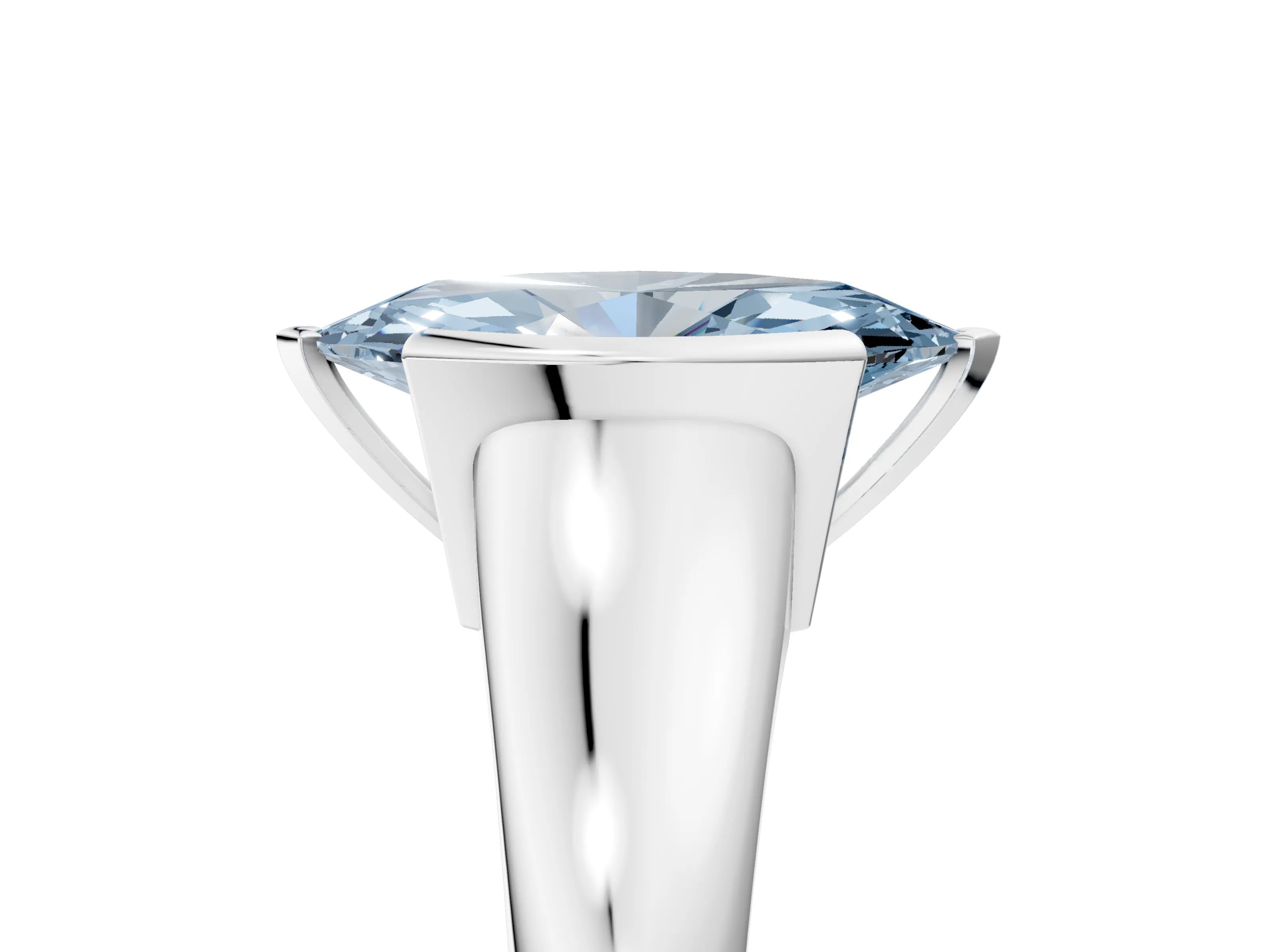 White gold Fancy Blue Marquise Cut Solitaire Tension Set Diamond Ring with Split Shank Band_29