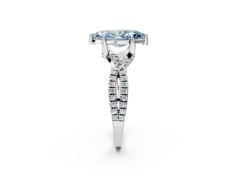 White gold Fancy Blue Marquise Cut Solitaire Twist Pave Diamond Engagement Ring with Prong Setting_2