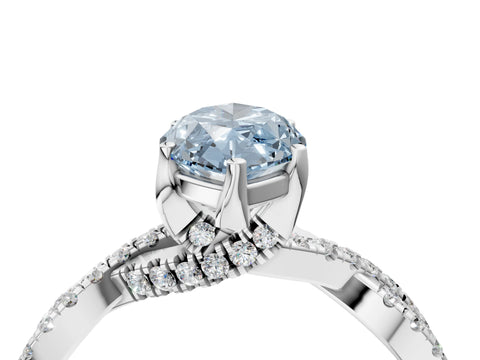 White gold Fancy Blue Marquise Cut Solitaire Twist Pave Diamond Engagement Ring with Prong Setting_4