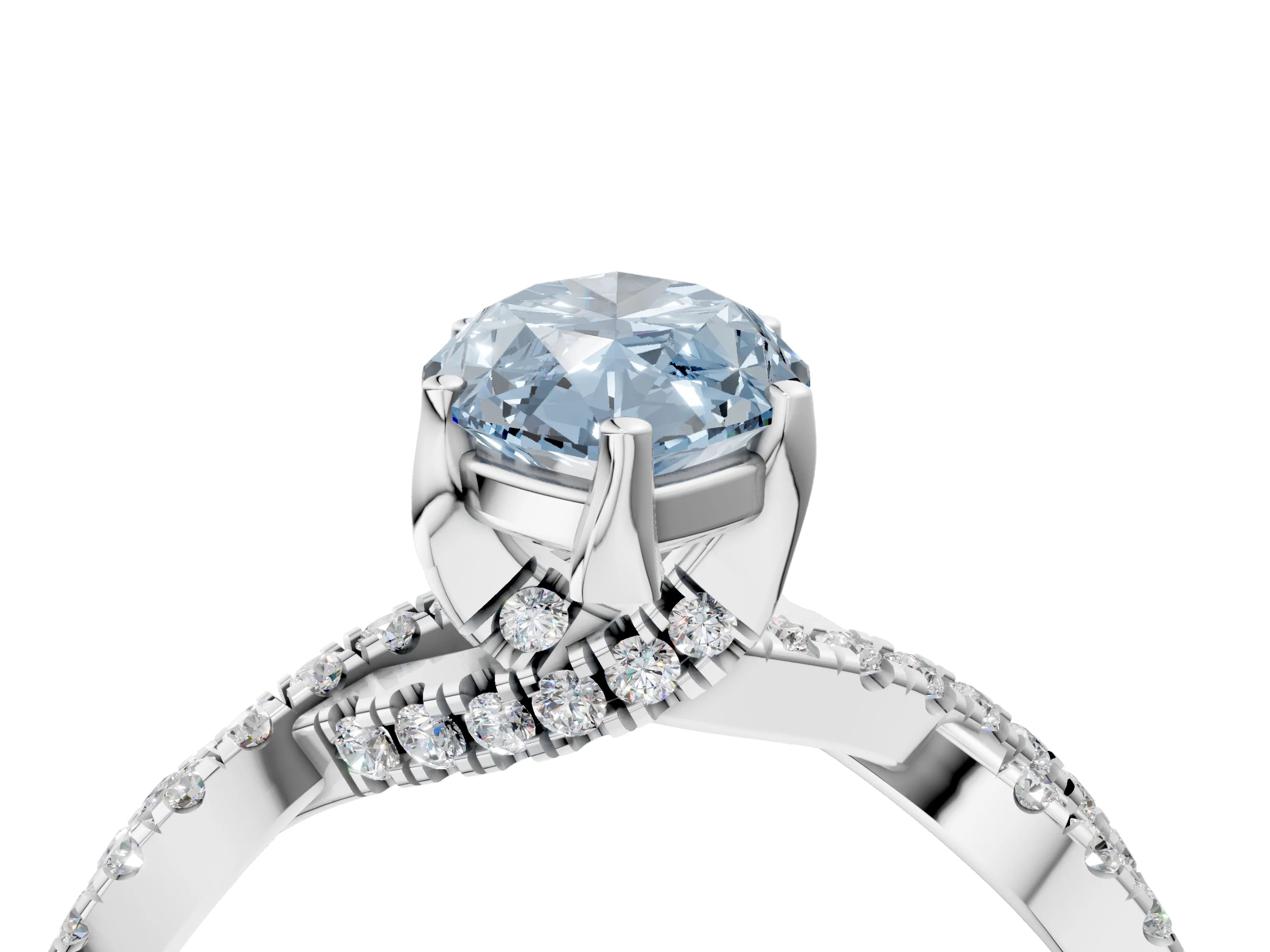 White gold Fancy Blue Marquise Cut Solitaire Twist Pave Diamond Engagement Ring with Prong Setting_4