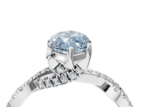 White gold Fancy Blue Marquise Cut Solitaire Twist Pave Diamond Engagement Ring with Prong Setting_4