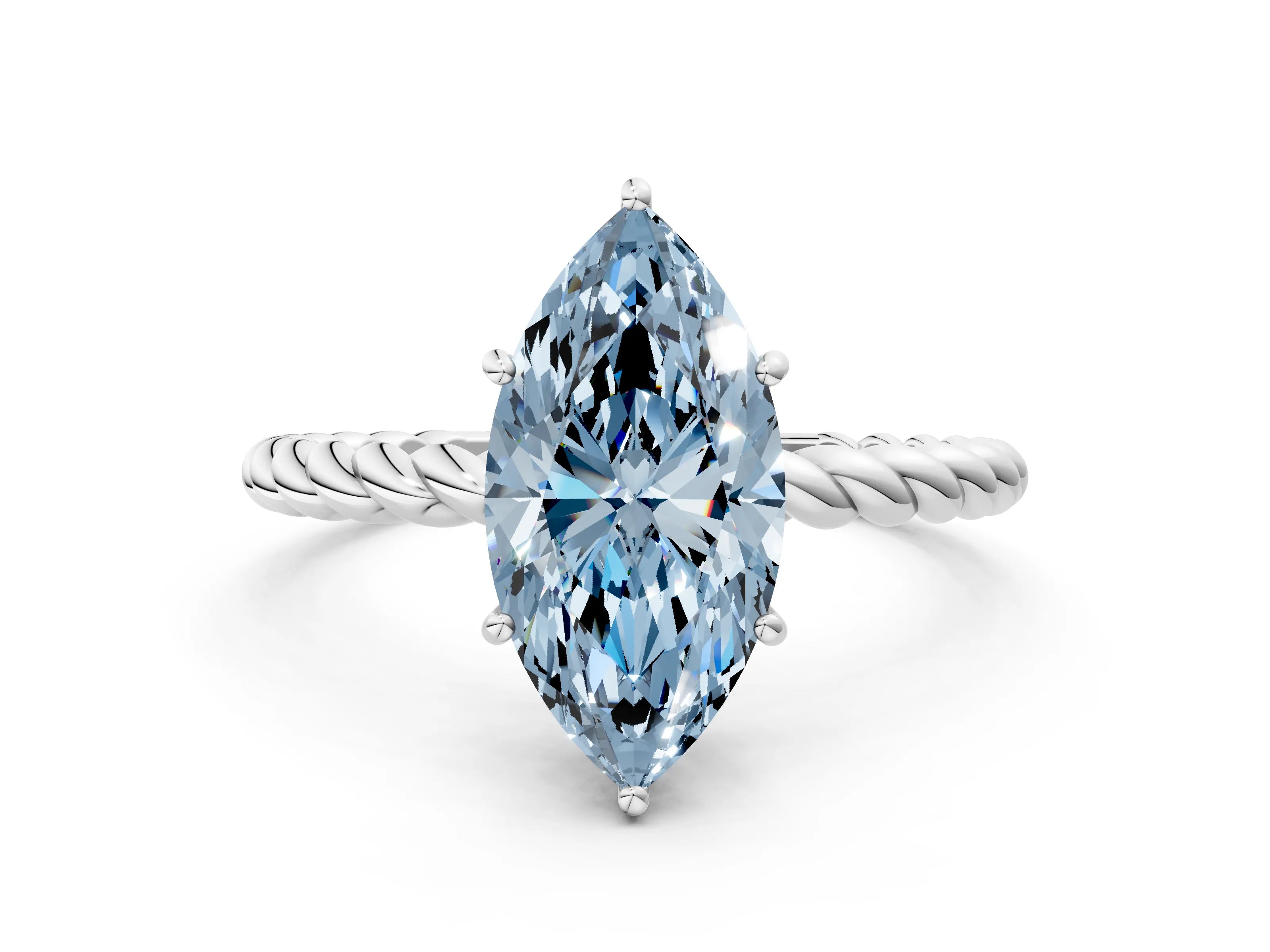 White gold Fancy Blue Marquise Cut Solitaire Twisted Band 4-Prong Ring_24
