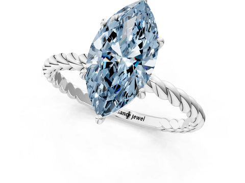 White gold Fancy Blue Marquise Cut Solitaire Twisted Band 4-Prong Ring_25