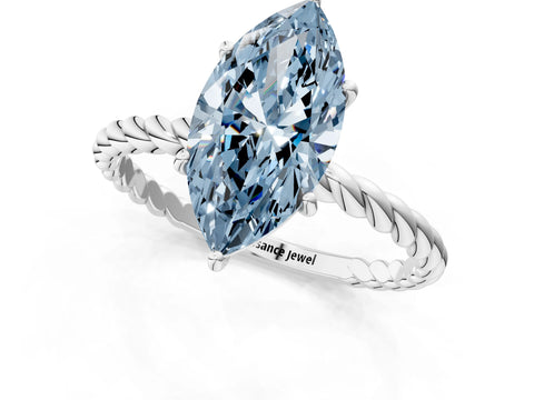 White gold Fancy Blue Marquise Cut Solitaire Twisted Band 4-Prong Ring_37