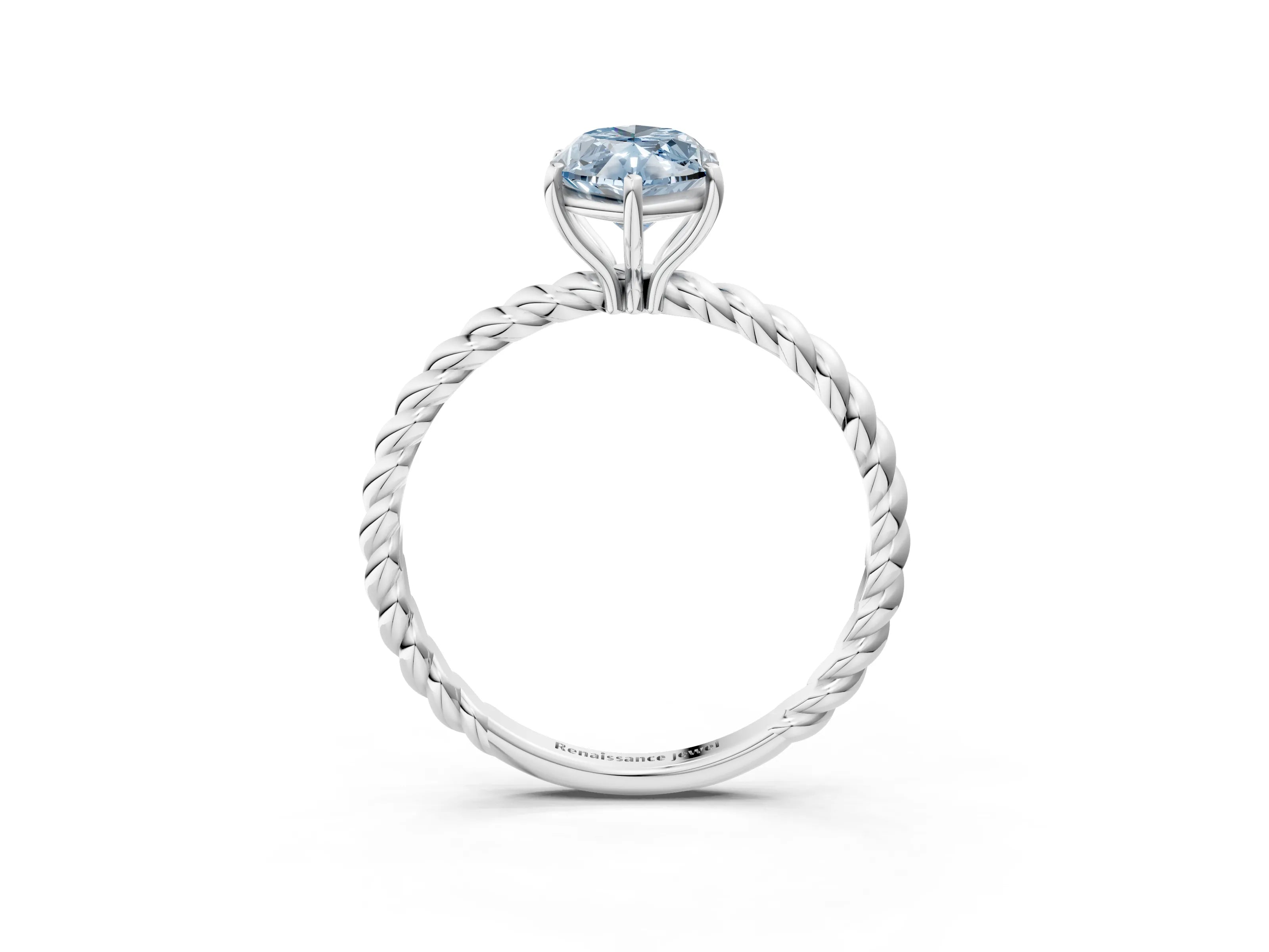 White gold Fancy Blue Marquise Cut Solitaire Twisted Band 4-Prong Ring_39