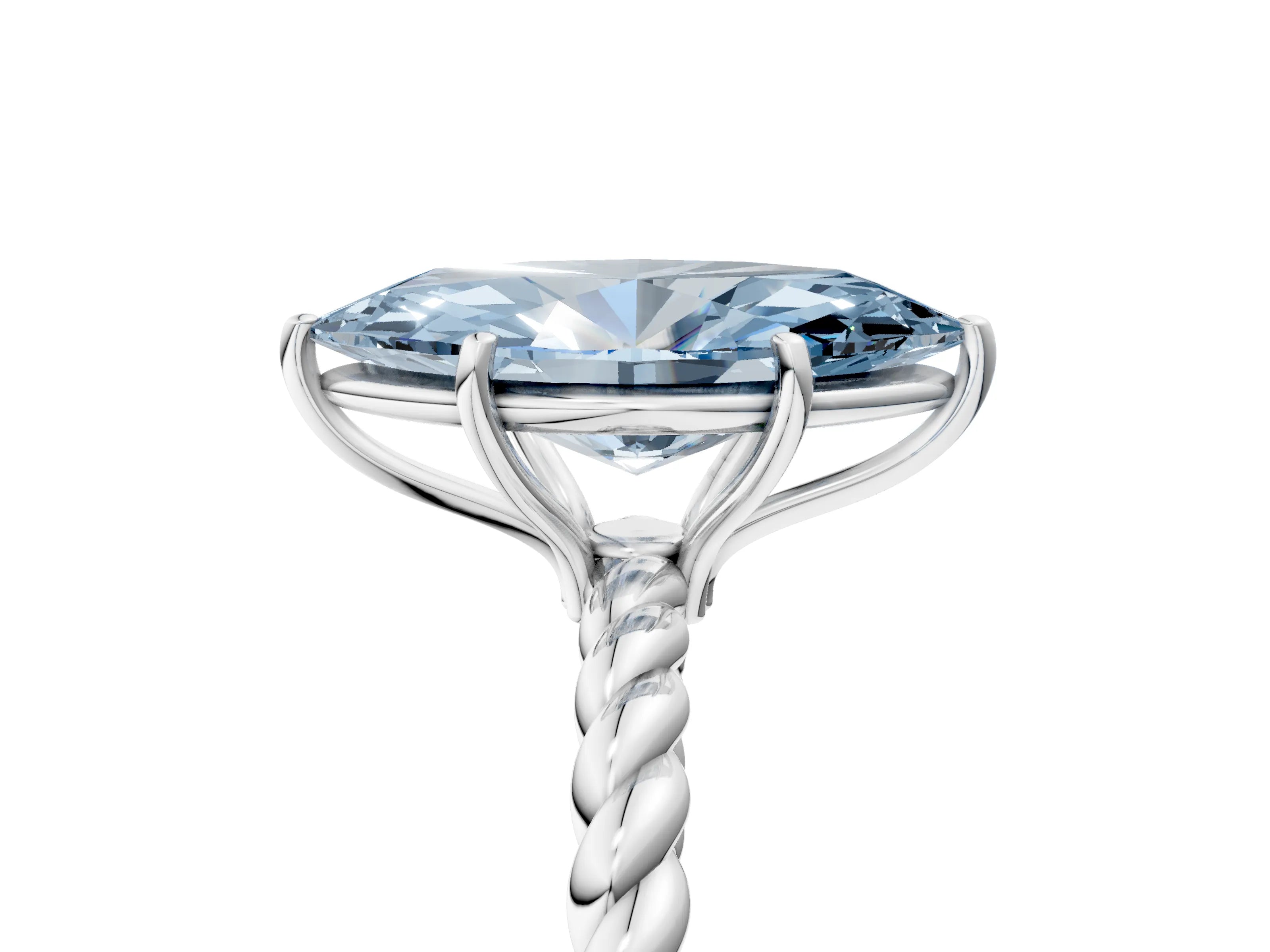 White gold Fancy Blue Marquise Cut Solitaire Twisted Band 4-Prong Ring_41