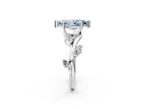 White gold Fancy Blue Marquise Cut Solitaire Twisted Band Marquise Accent Prong Setting Ring_2