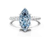 White gold Fancy Blue Marquise  Cut Solitaire Twisted Band with Four-Prong Setting_93