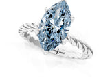 White gold Fancy Blue Marquise  Cut Solitaire Twisted Band with Four-Prong Setting_94
