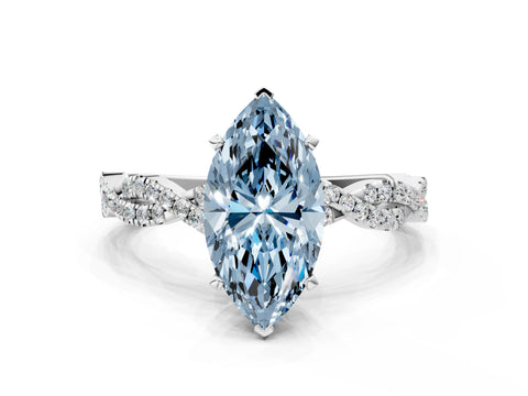 White gold Fancy Blue Marquise Cut Solitaire Twisted Pave Band with Four-Prong Setting_15