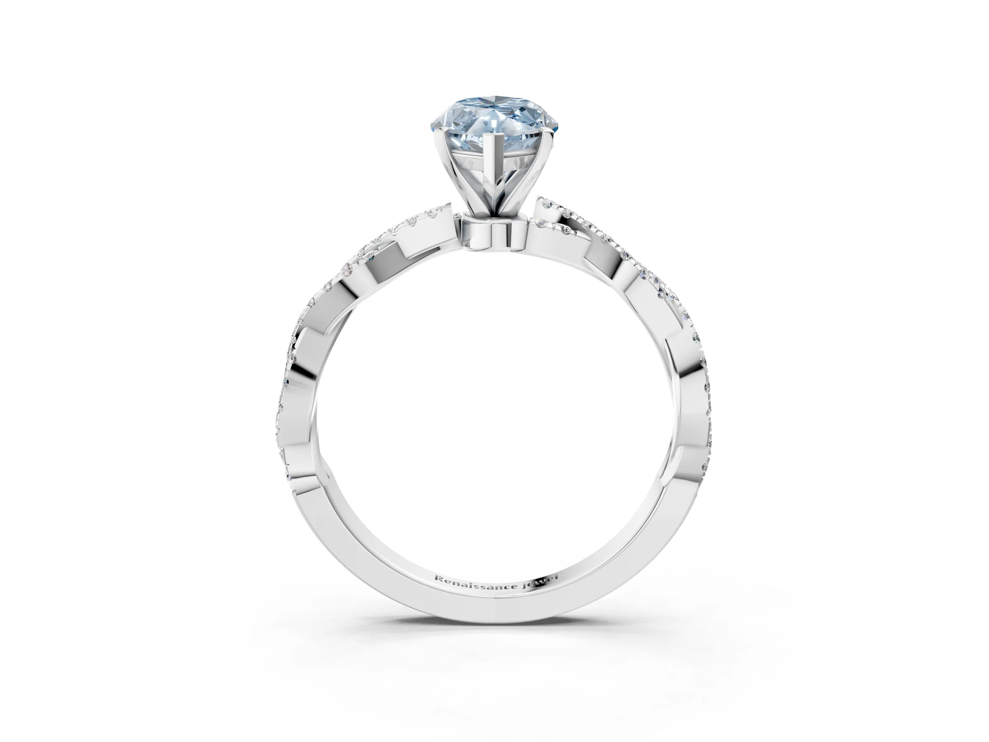 White gold Fancy Blue Marquise Cut Solitaire Twisted Pave Band with Four-Prong Setting_18