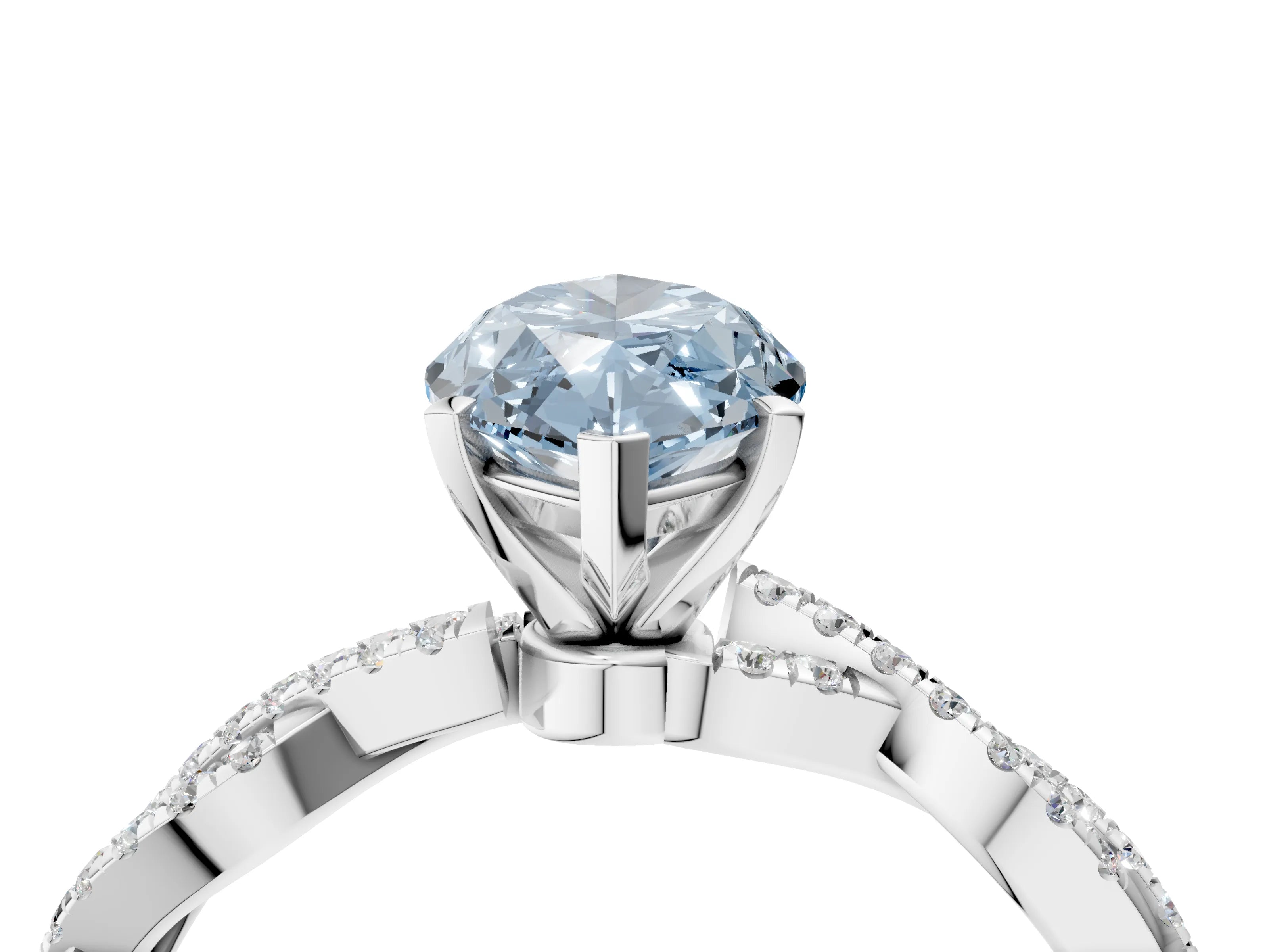 White gold Fancy Blue Marquise Cut Solitaire Twisted Pave Band with Four-Prong Setting_19