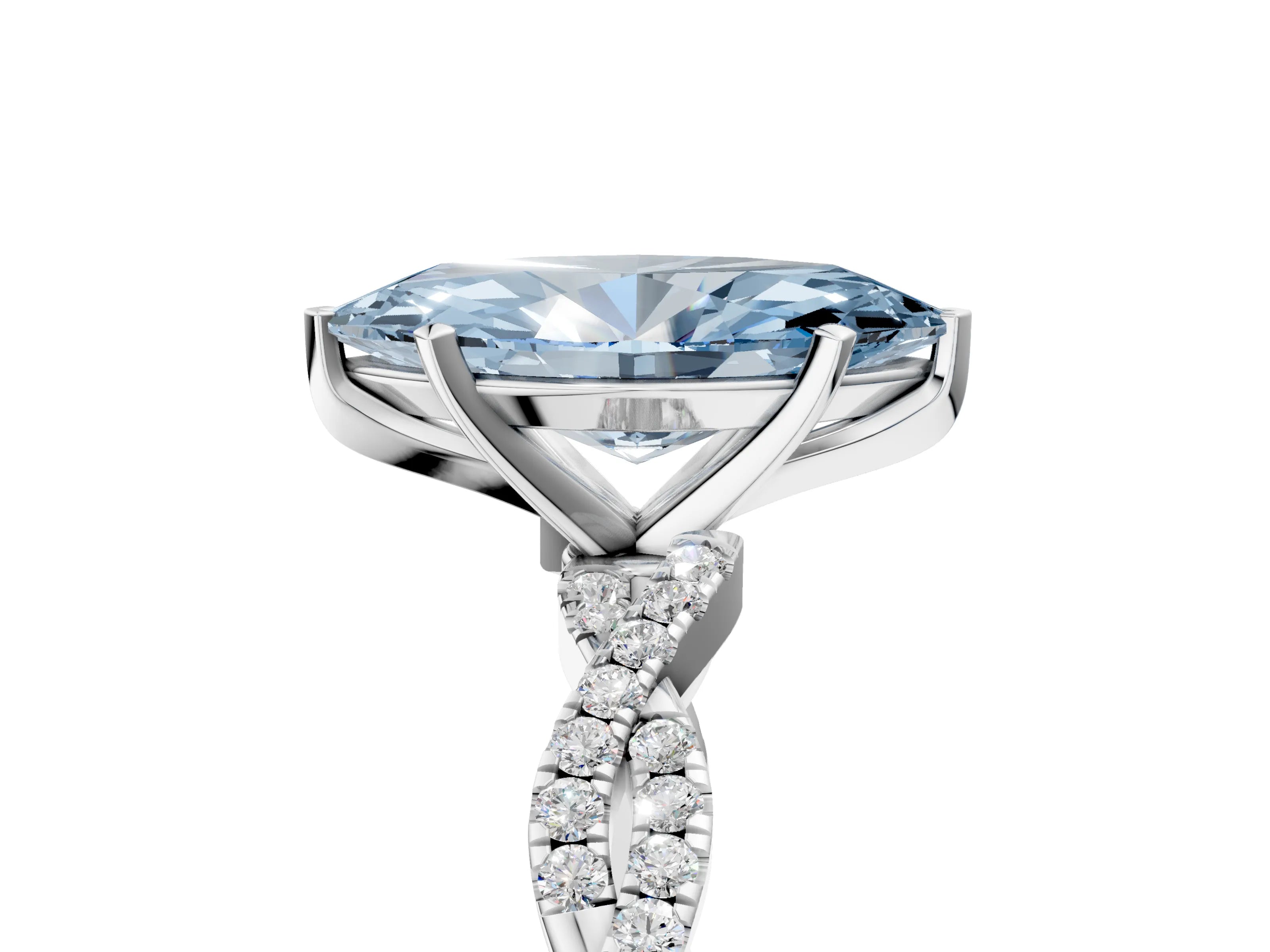 White gold Fancy Blue Marquise Cut Solitaire Twisted Pave Band with Four-Prong Setting_20