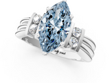 White gold Fancy Blue Marquise  Cut Three-Stone Channel Set Ring with Bar Prongs_77