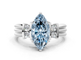 White gold Fancy Blue Marquise  Cut Three-Stone Channel Set Ring with Bar Prongs_89