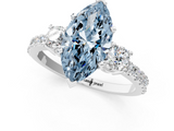 White gold Fancy Blue Marquise  Cut Three-Stone Diamond Pavé Band with Prong Setting_18