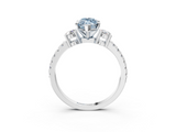 White gold Fancy Blue Marquise  Cut Three-Stone Diamond Pavé Band with Prong Setting_20