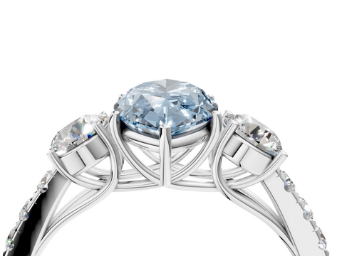 White gold Fancy Blue Marquise  Cut Three-Stone Diamond Pave Band with Prong Setting_24