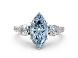White gold Fancy Blue Marquise  Cut Three-Stone Diamond Pave Band with Prong Setting_37
