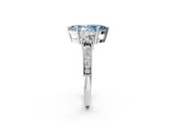 White gold Fancy Blue Marquise Cut Three-Stone Diamond Ring with Pavé Band and Four-Prong Setting_14