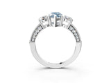 White gold Fancy Blue Marquise Cut Three-Stone Diamond Ring with Pavé Band and Four-Prong Setting_15