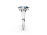 White gold Fancy Blue Marquise Cut Three-Stone Diamond Ring with Prong Setting on a Classic Band_14