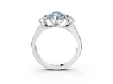 White gold Fancy Blue Marquise Cut Three-Stone Diamond Ring with Prong Setting on a Classic Band_15