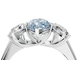 White gold Fancy Blue Marquise Cut Three-Stone Diamond Ring with Prong Setting on a Classic Band_16
