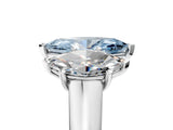 White gold Fancy Blue Marquise Cut Three-Stone Diamond Ring with Prong Setting on a Classic Band_17