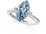 White gold Fancy Blue Marquise  Cut Three-Stone Solitaire Ring with Round Accent Diamonds and Four-Prong Setting_21